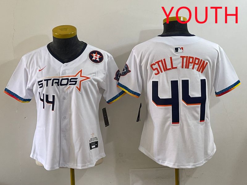 Youth Houston Astros #44 Still Tippin White Four generations Joint Name 2025 Nike MLB Jersey style 6